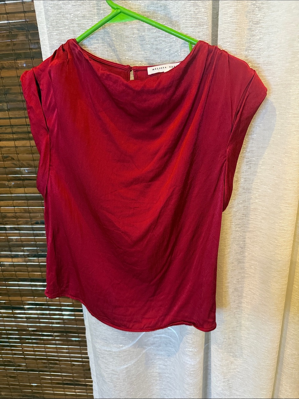 MELISSA NEPTON Berry-Red Draped Cap Sleeve Blouse